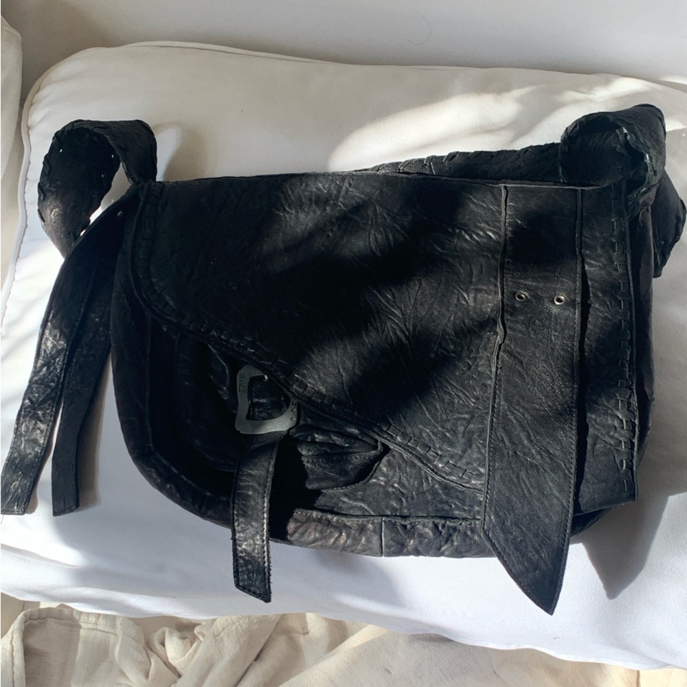 DD Addore by Anat Marin | Genuine Black Leather Handbag Biker Bag Rocker Hobo